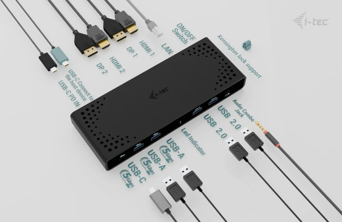 i-tec Universal Dual 4K Display Docking Station + Power Delivery 85W, USB-C 3.0 [Buchse]