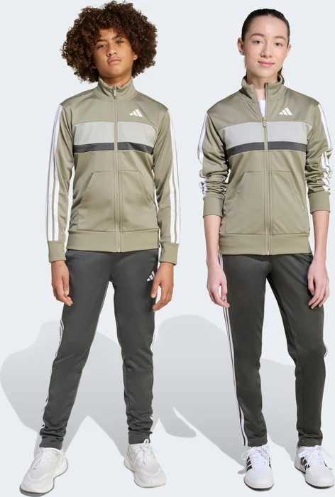 adidas Seasonal Essentials Tiberio 3-Streifen Tricot Trainingsanzug silver pebble/grey six/metal grey/white (Junior)