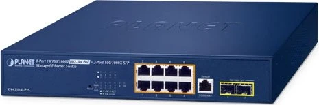 Planet GS-4210 Rackmount Gigabit Managed Switch, 8x RJ-45, 2x SFP, 180W PoE++