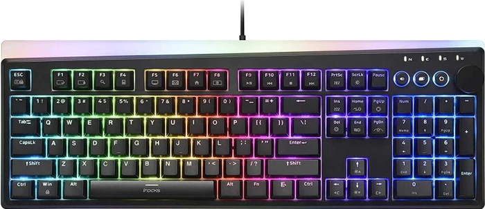 i-Rocks K71M, LEDs RGB, schwarz/weiß, Gateron BROWN, USB, US