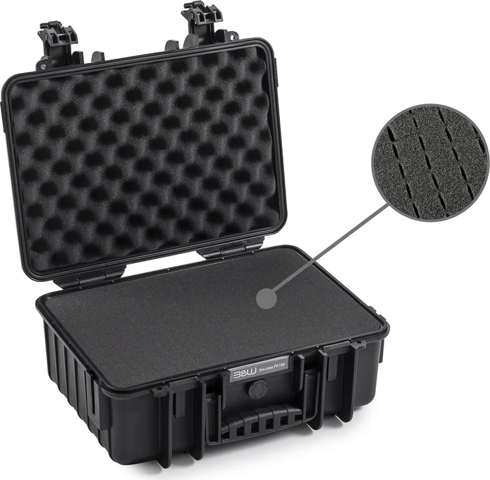 B&W International Outdoor Case PP.166 Typ 4000 Koffer mit Schaumstoffeinsatz schwarz