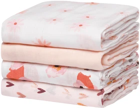 Momcozy Mulltuch 120x120cm Swaddle Tücher floral, 4 Stück