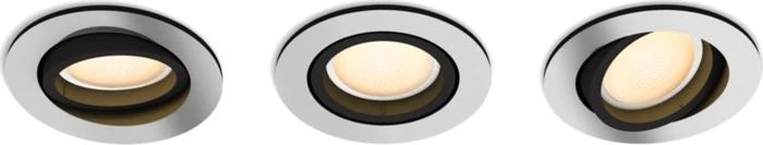 Philips Hue White Ambiance Milliskin Einbauleuchte rund 5W silber, 3 Stück