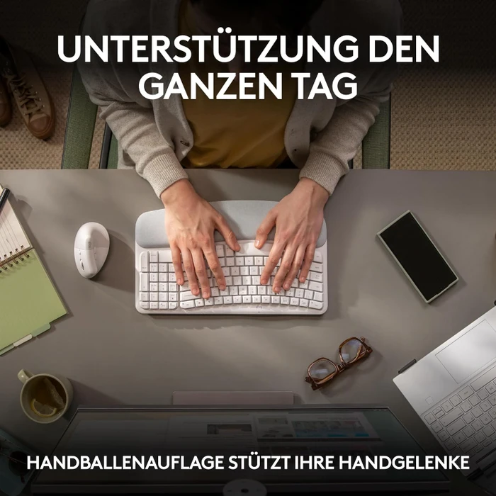 Logitech Wave Keys, Grauweiß, Logi Bolt, USB/Bluetooth, DE