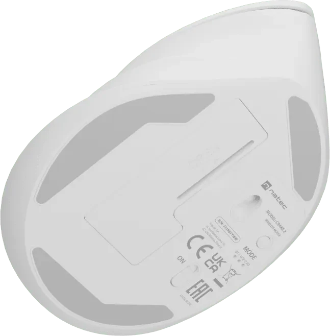Natec Crake 2 Vertical Wireless Mouse weiß, USB/Bluetooth