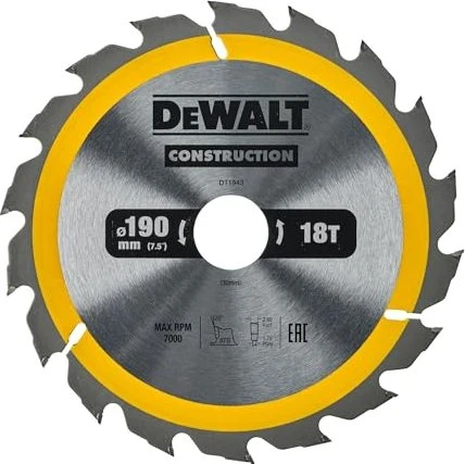 DeWalt DT1943 Kreissägeblatt 18Z, 190x1.7x30mm, 1 Stück