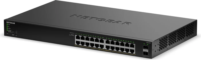 Netgear S350 Desktop Gigabit Smart Switch, 24x RJ-45, 2x SFP, 190W PoE+