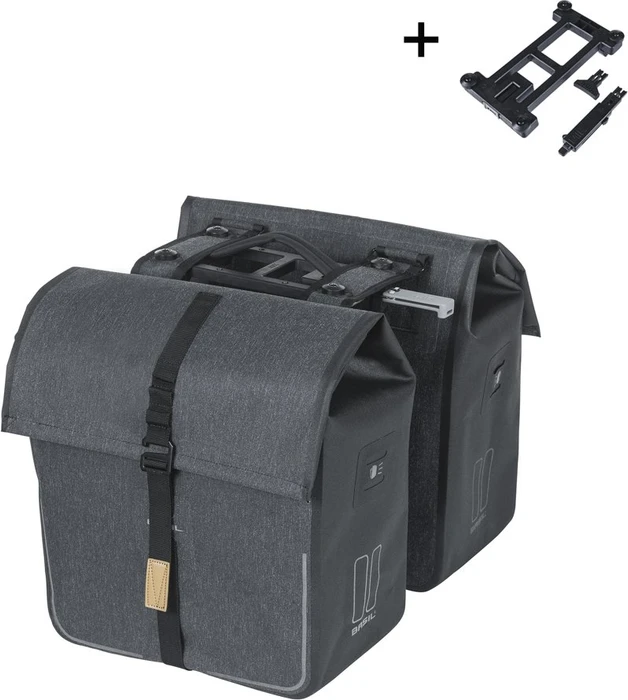 Basil Urban Dry Doppeltasche MIK Gepäcktasche charcoal melee