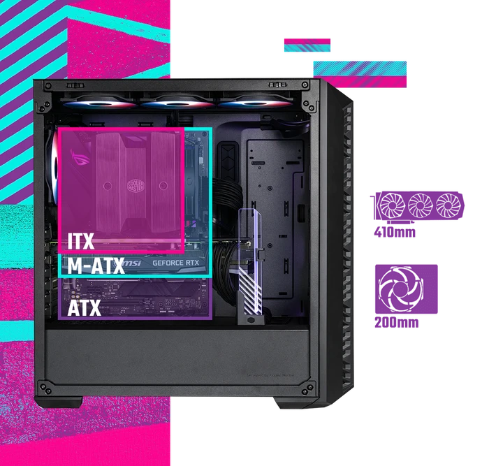 Cooler Master MasterBox 520 Mesh, schwarz, Glasfenster