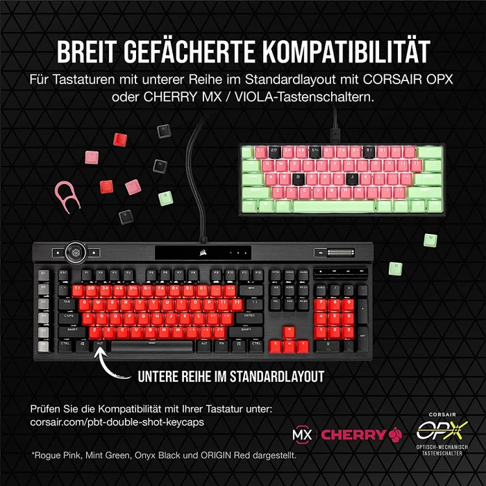 Corsair Pro Keycap Mod Kit, Kunststoff (PBT) Double-Shot, rosa, 105 Tasten, ISO-DE
