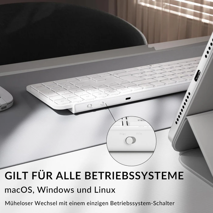 Keychron B6 Pro Ultra-Slim Wireless, Ivory White, USB/Bluetooth, DE