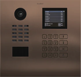 DoorBird D21DKH IP Video Türstation für Mehrfamilienhäuser/Gebäudekomplexe Bronze, Keypad Modul, Display Modul, Edelstahl V2A, gebürstet