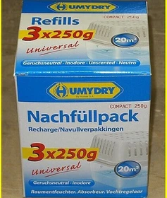 Humydry Luftentfeuchter Nachfüllpackung, 750g (3x 250g)