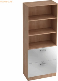 Hammerbacher HR-Schrank 5OH V7300, Chromgriff, nussbaum/silber, Aufbewahrungskombination