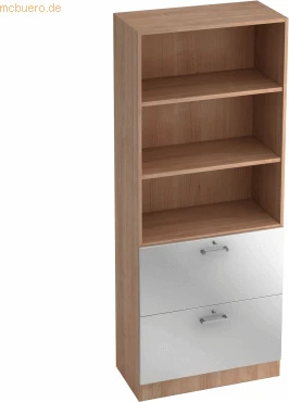 Hammerbacher HR-Schrank 5OH V7300, Chromgriff, nussbaum/silber, Aufbewahrungskombination