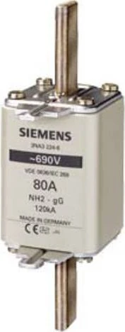Siemens NH-Sicherungseinsatz, NH2, In: 200 A, gG, Un AC: 690 V, Un DC: 440 V, Stirnkennmelder, spannungsführende Grifflaschen