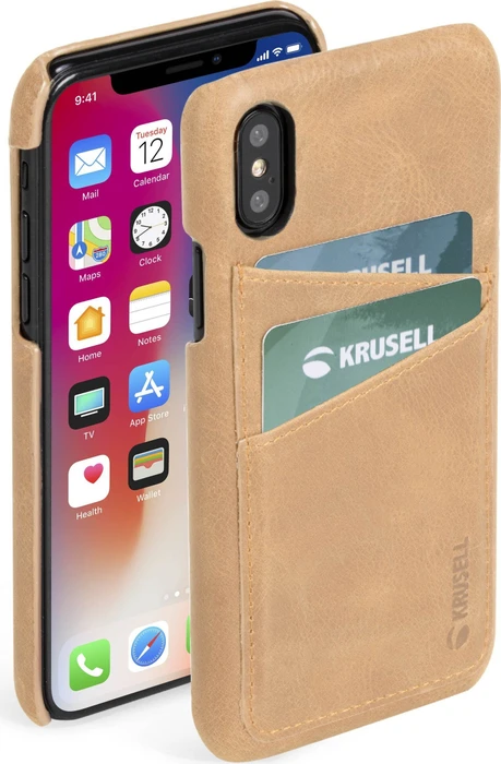 Krusell Sunne 2 Card Cover für Apple iPhone XS Max hellbraun