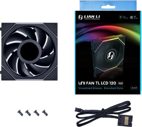 Lian Li Uni Fan TL LCD 120 RGB, schwarz, 120mm