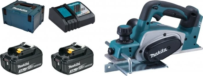 Makita DKP180RFJ Akku-Hobel inkl. MAKPAC + 2 Akkus 3.0Ah