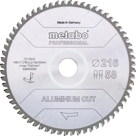Metabo Aluminium Cut Professional Kreissägeblatt 58Z, 216x1.8x30mm, 1 Stück