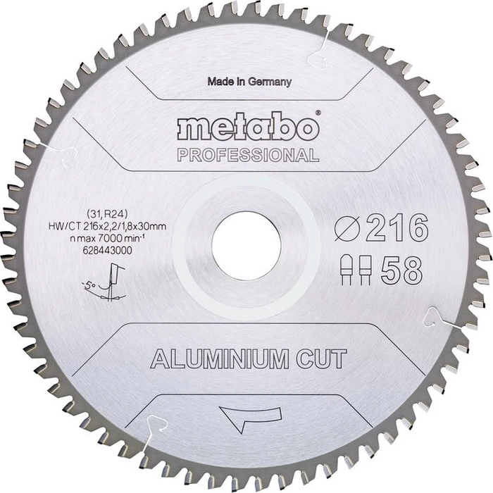 Metabo Aluminium Cut Professional Kreissägeblatt 58Z, 216x1.8x30mm, 1 Stück
