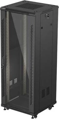 Lanberg 19" Rackschrank 32HE, freistehend, Flat Pack, Glastür, IP20, RAL 9004, 600mm tief