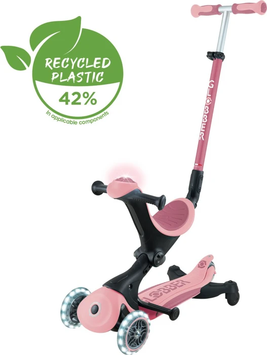 Globber Go Up Deluxe Lights 360° Kickboard pale pink