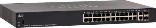 Cisco SG250X Rackmount Gigabit Smart Switch, 24x RJ-45, 2x RJ-45/SFP+, 195W PoE+