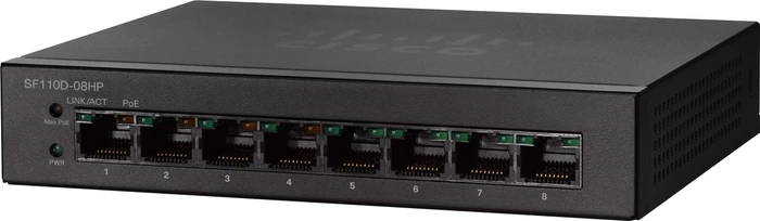 Cisco SF110 Desktop Switch, 8x RJ-45, 32W PoE