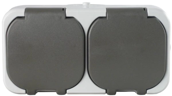REV Ritter AquaTop Steckdose 2-fach AP IP44, grau
