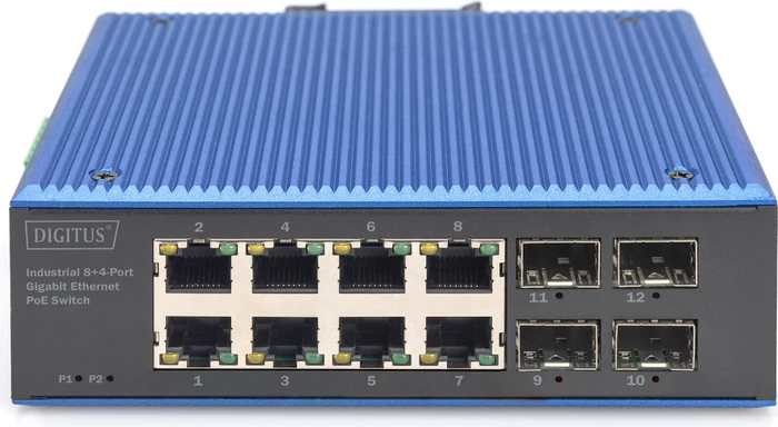 Digitus DN-65 Industrial Railmount Gigabit Switch, 8x RJ-45, 4x SFP, 240W PoE+