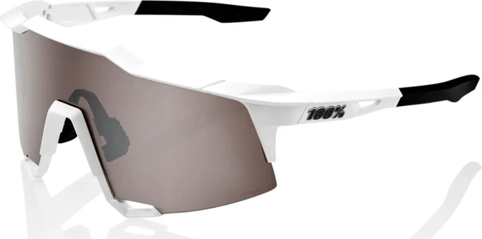 100% Speedcraft matte white/hiper silver mirror lens