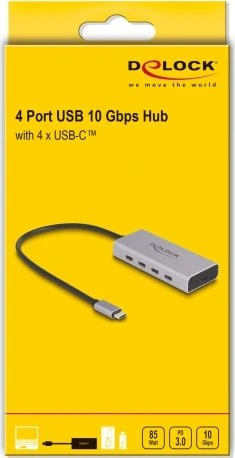 DeLOCK 4-Port USB-C-Hub mit PD, 4x USB-C 3.1, USB-C 3.1 [Stecker]