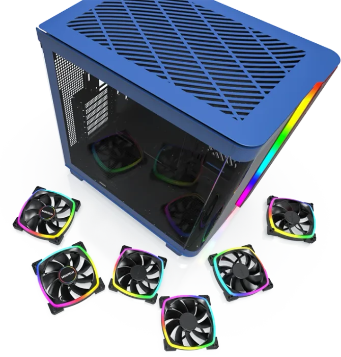 Montech King 95 Pro Prussian Blue, blau, Glasfenster