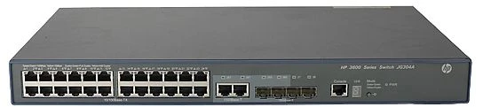 HP A3600 24 SI v2 Rackmount Managed Switch, 24x RJ-45, 2x RJ-45/SFP, 2x SFP