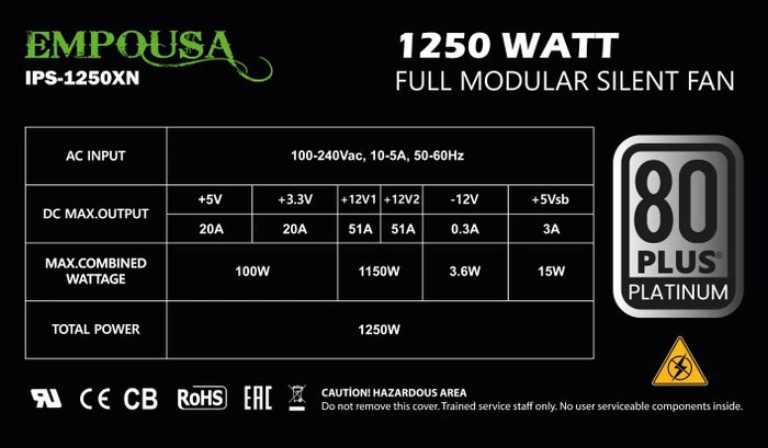 Inca Empousa 1250XN Platinum 1250W, ATX 2.3