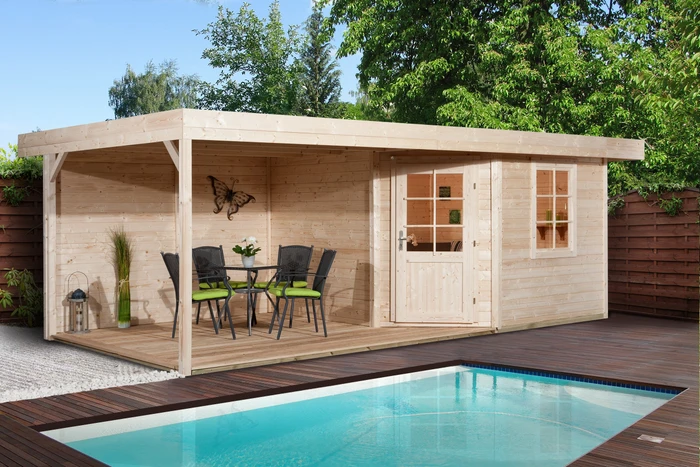 Weka 213 B+ 541x238cm Gartenhaus natur