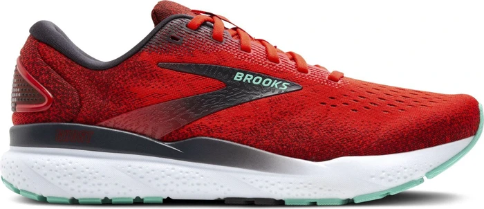 Brooks Ghost 16 fiery red/ebony/cockatoo (Herren)