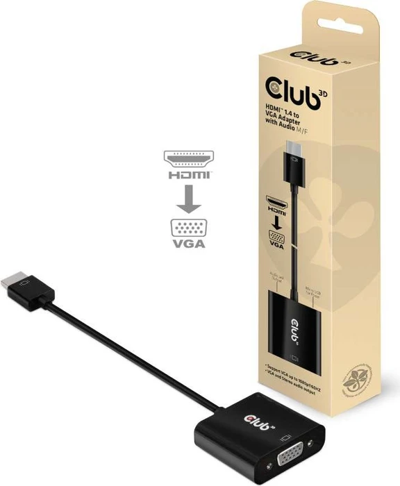 Club 3D aktiver Adapter HDMI 1.4 [Stecker] auf VGA [Buchse], 16cm
