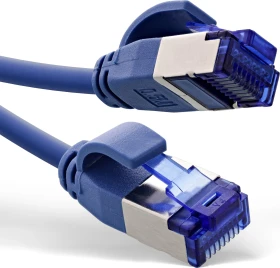 InLine Patchkabel Slim, PoE 87W, TPE (LSZH) flexibel, Cat6a, S/FTP, RJ-45/RJ-45, 0.3m, blau