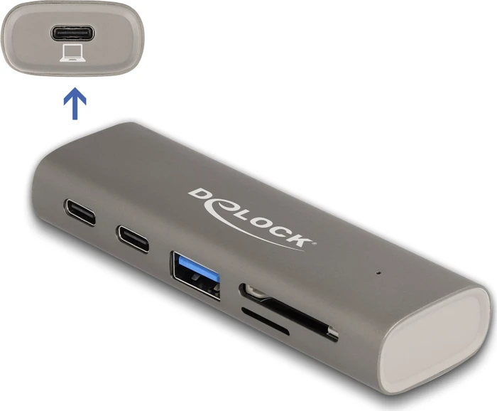 DeLOCK 3-Port USB-Hub mit Cardreader, USB-C 3.1 [Buchse]