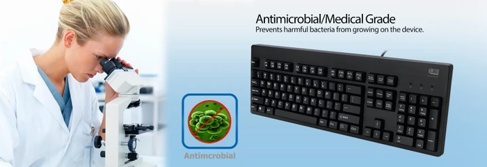 Adesso EasyTouch 630UB antimikrobielle Tastatur, schwarz, PS/2 & USB, US