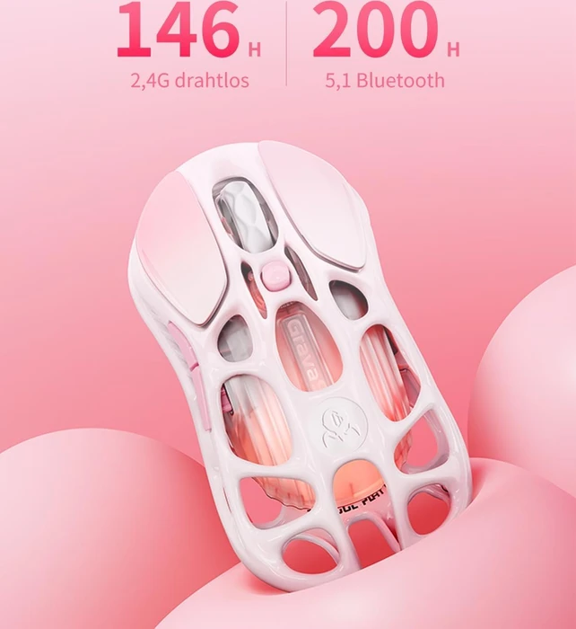 GravaStar Mercury M1 Pro Wireless Gaming Mouse, Special Edition Sakura Pink, USB/Bluetooth