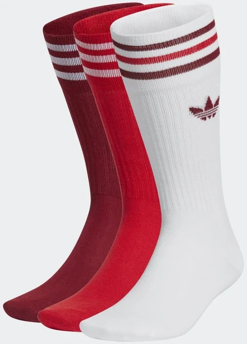 adidas Crew Socken white/collegiate burgundy/scarlet, 3 Paare