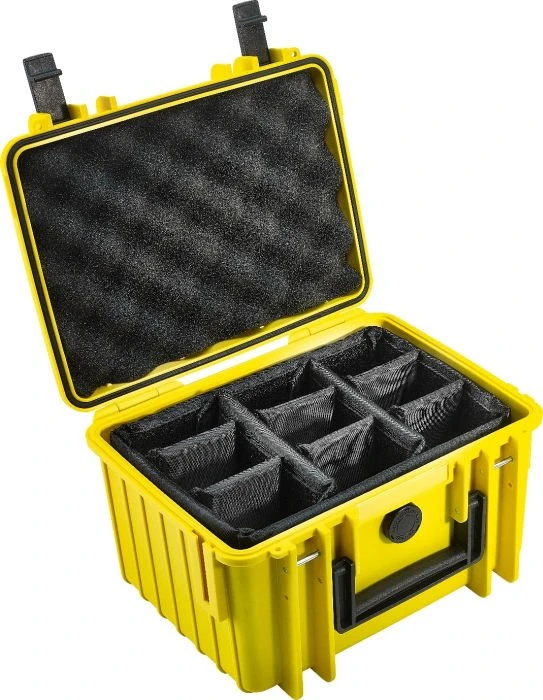 B&W International Outdoor Case Typ 2000 Koffer gelb mit variabler Facheinteilung