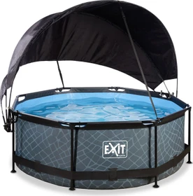 Exit Toys Stone Frame Pool mit Filterpumpe und Sonnenschutz rund 244x76cm
