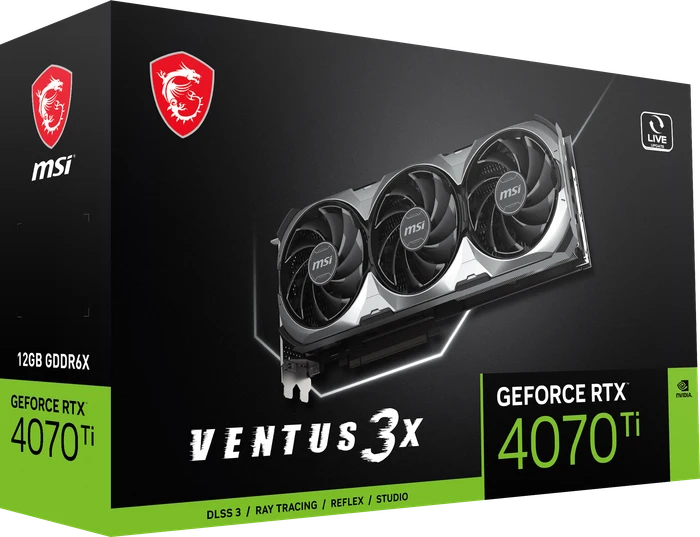 MSI GeForce RTX 4070 Ti Ventus 3X 12G, 12GB GDDR6X, HDMI, 3x DP