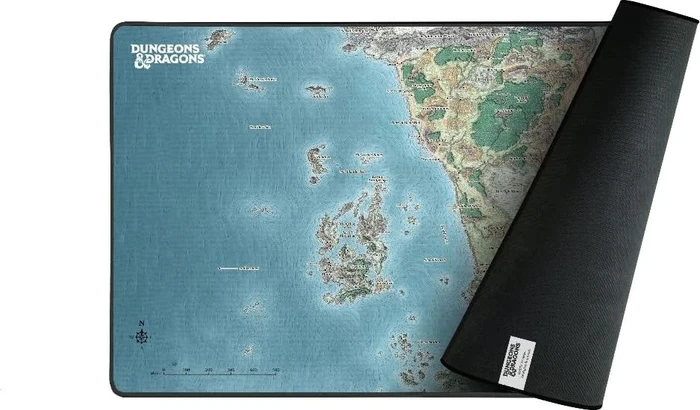 Konix Dungeons & Dragons XXL Faerun Map Mouse Pad, 800x460mm, Motiv blau/grün