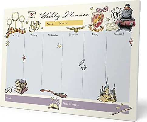 Grupo Erik Editores Schreibunterlage Wochenplaner, A4, Motiv Harry Potter, 54 Blatt