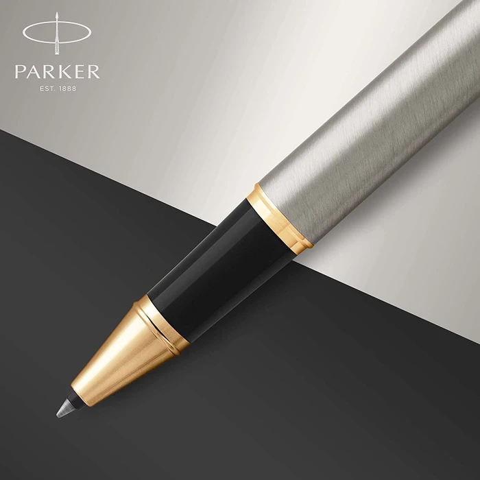 Parker IM Tintenroller (Mine) brushed metal/gold trim, Geschenkbox